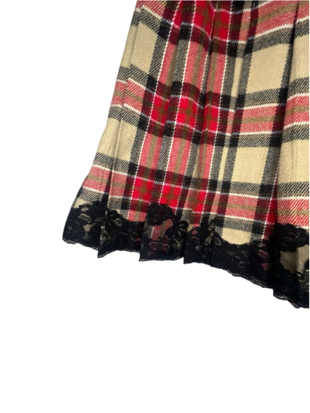 MODA International Y2K Plain Wrap Mini Skirt With Lace Hem And Side Buckles - Picture 2 of 5